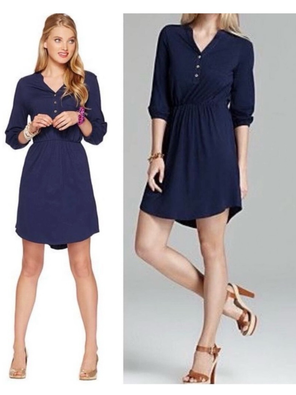 NWT Lilly Pulitzer Beckett Navy Blue Henley Dress XL